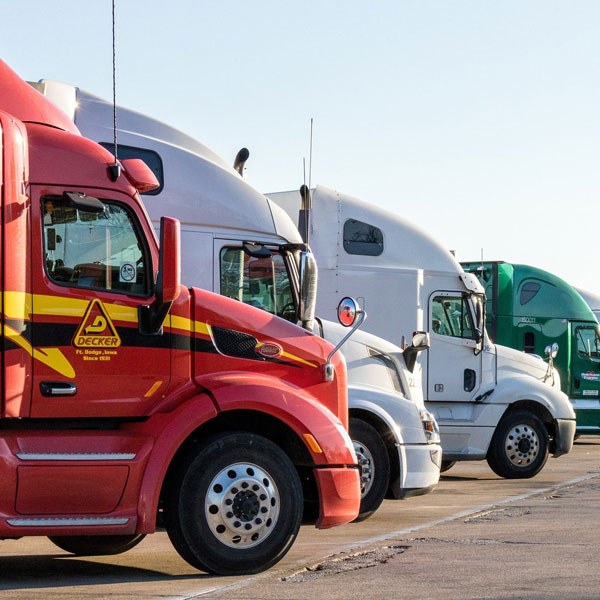 Commercial trucks representing drivers who need DOT medical exams